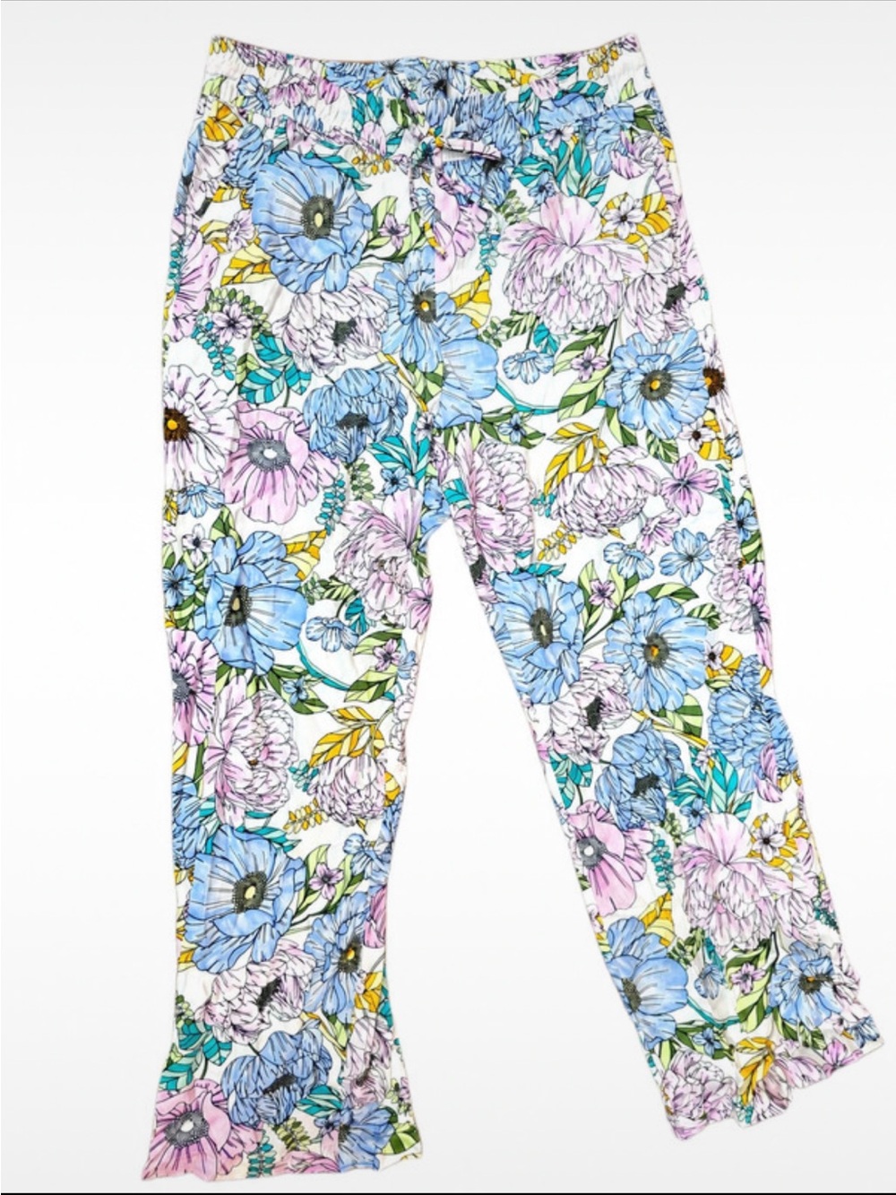 Gap Womens Floral Print Elastic Waist Pants 100% Cotton